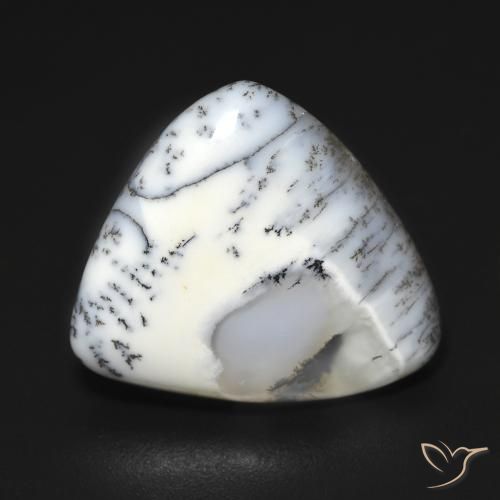 9.21ct Naturel Blanc avec noir Dendritique Agate, Trillion, Opaque