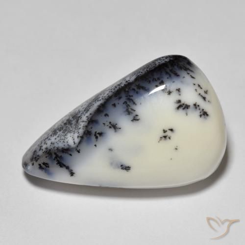 12.30ct Naturel Blanc avec noir Dendritique Agate, En forme de poire, Opaque