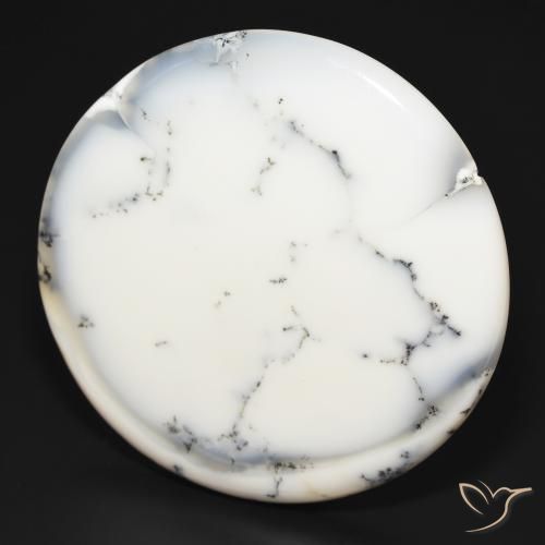 Dendritique Agate Blanc avec noir naturelle Tour, 112.10 ct, Opaque