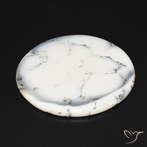 Dendritique Agate Blanc avec noir naturelle Tour, 112.10 ct, Opaque