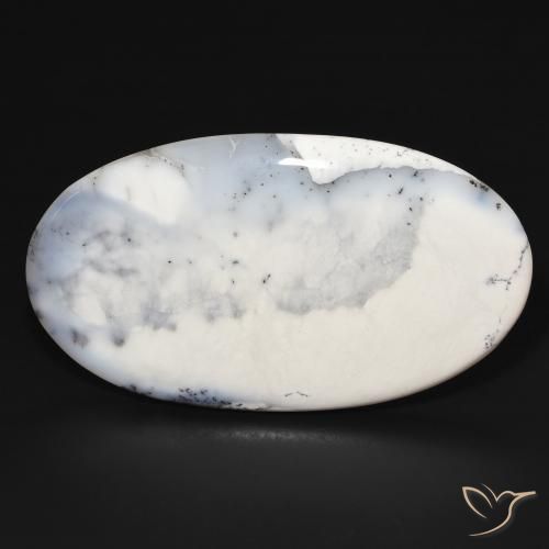 109.22ct Naturel Blanc avec noir Dendritique Agate, ovale, Opaque