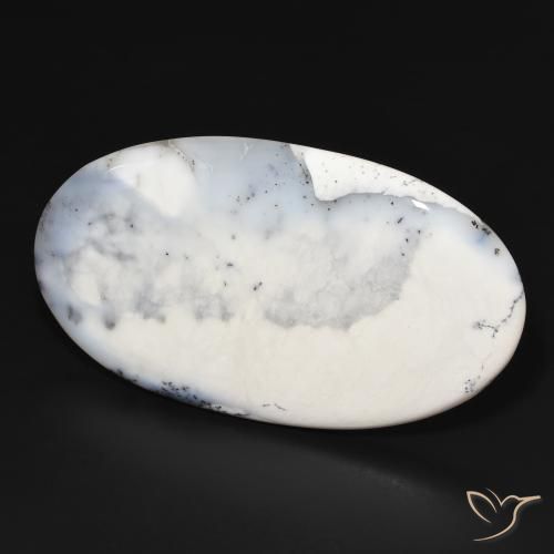 Dendritique Agate Blanc avec noir naturelle ovale, 109.22 ct, Opaque