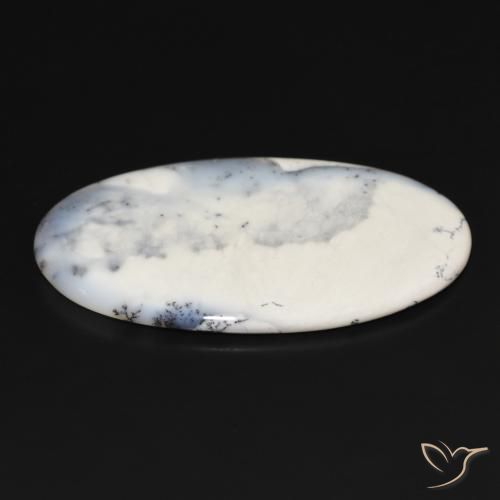 Dendritique Agate Blanc avec noir naturelle ovale, 109.22 ct, Opaque