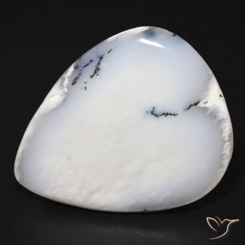 60.01ct Naturel Blanc avec noir Dendritique Agate, En forme de poire, Opaque
