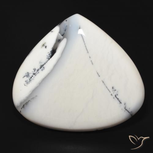 69.43ct Naturel Blanc avec noir Dendritique Agate, En forme de poire, Opaque