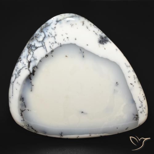 Dendritique Agate Blanc avec noir naturelle En forme de poire, 210.16 ct, Opaque