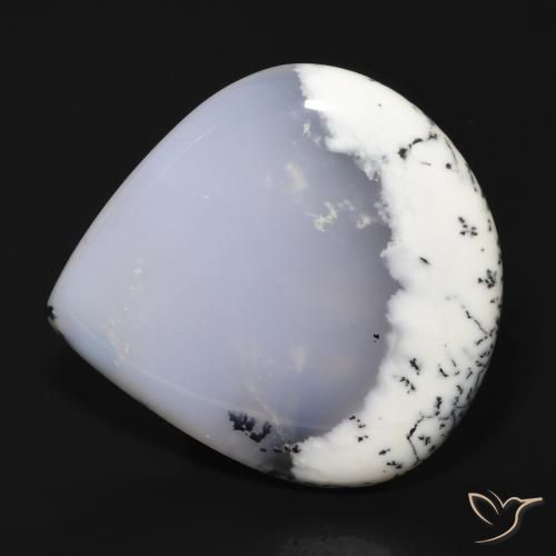 62.65ct Naturel Blanc avec noir Dendritique Agate, En forme de poire, Translucide