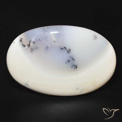 144.19ct Naturel Blanc avec noir Dendritique Agate, ovale, Opaque