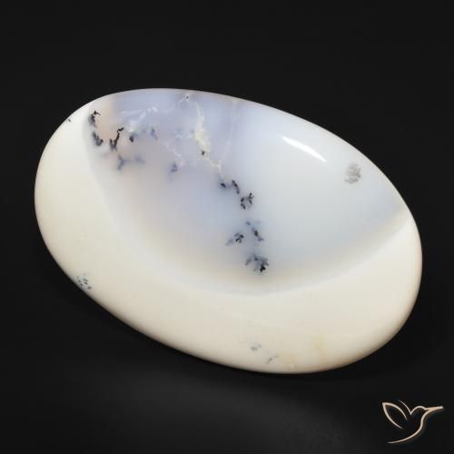 Dendritique Agate Blanc avec noir naturelle ovale, 144.19 ct, Opaque