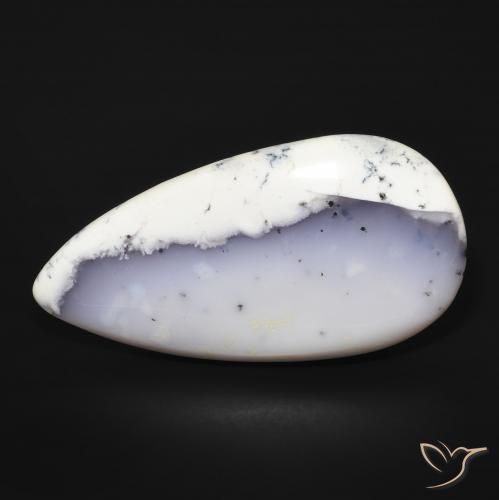 43.66ct Naturel Blanc avec noir Dendritique Agate, En forme de poire, Opaque