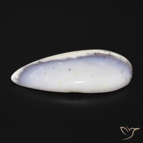 Dendritique Agate Blanc avec noir naturelle En forme de poire, 43.66 ct, Opaque