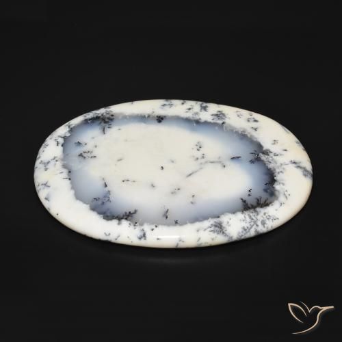 Dendritique Agate Blanc avec noir naturelle ovale, 215.80 ct, Opaque