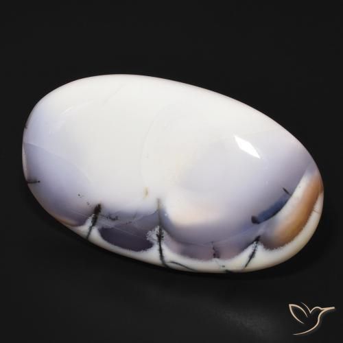 Dendritique Agate Blanc avec noir naturelle ovale, 98.41 ct, Opaque