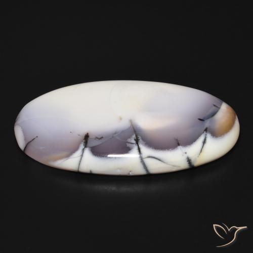 Dendritique Agate Blanc avec noir naturelle ovale, 98.41 ct, Opaque