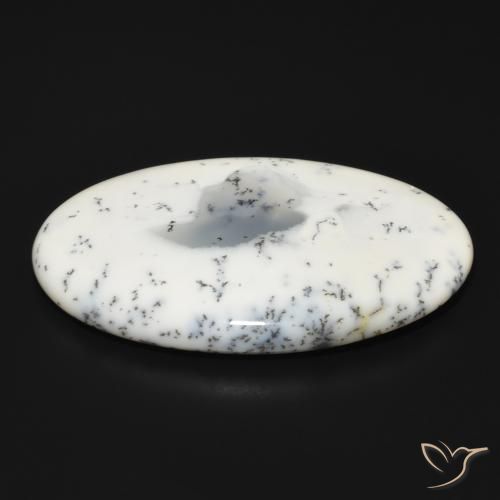 Dendritique Agate Blanc avec noir naturelle ovale, 88.08 ct, Opaque