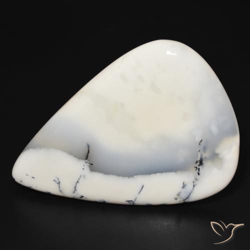 Dendritique Agate Blanc avec noir naturelle En forme de poire, 113.87 ct, Opaque
