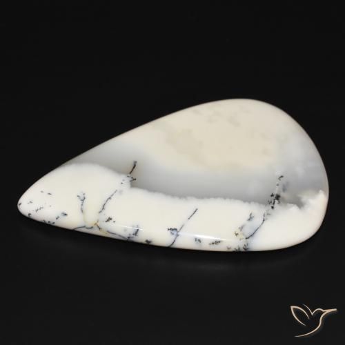 Dendritique Agate Blanc avec noir naturelle En forme de poire, 113.87 ct, Opaque
