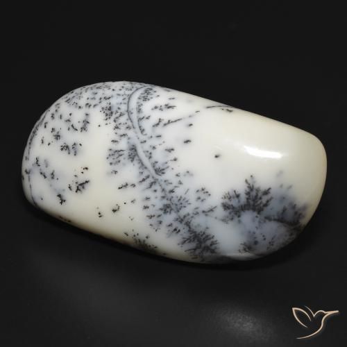 Dendritique Agate Blanc avec noir naturelle Fantaisie, 35.33 ct, Opaque