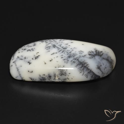 Dendritique Agate Blanc avec noir naturelle Fantaisie, 35.33 ct, Opaque