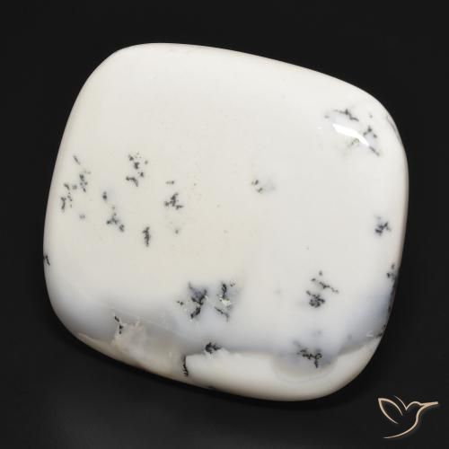 Dendritique Agate Blanc avec noir naturelle Coussin, 43.27 ct, Opaque