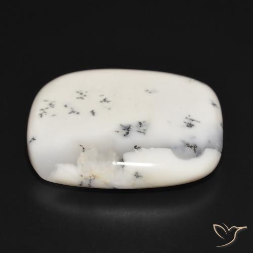 Dendritique Agate Blanc avec noir naturelle Coussin, 43.27 ct, Opaque