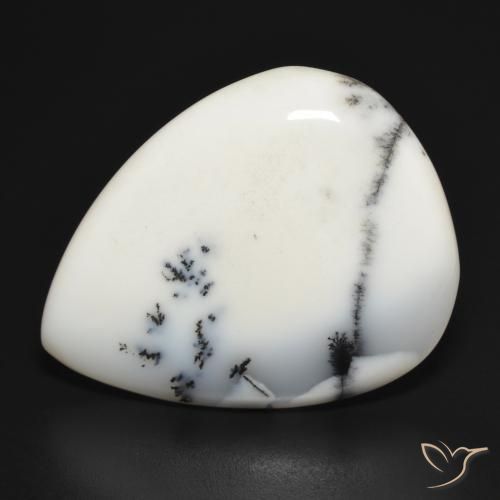 31.45ct Naturel Blanc avec noir Dendritique Agate, En forme de poire, Opaque