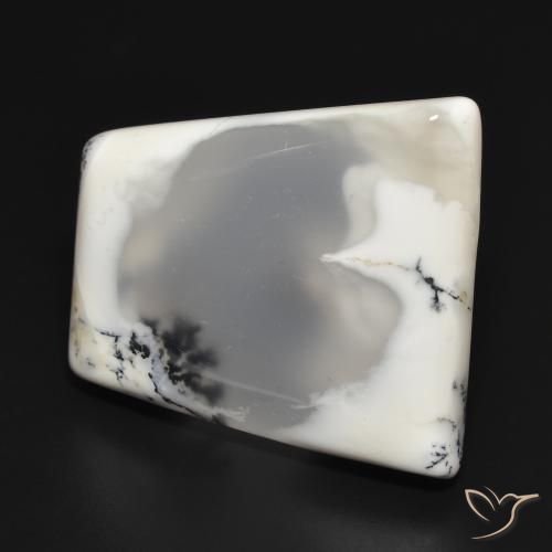 Dendritique Agate Blanc avec noir naturelle Fantaisie, 33.09 ct, Translucide