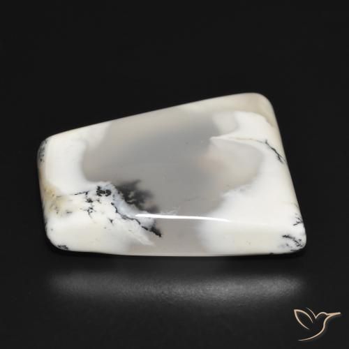 Dendritique Agate Blanc avec noir naturelle Fantaisie, 33.09 ct, Translucide