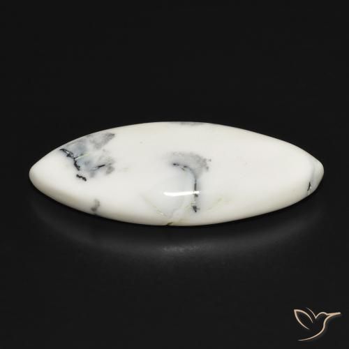 Dendritique Agate Blanc avec noir naturelle Marquise, 15.94 ct, Opaque