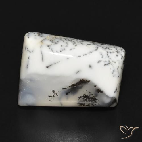 10.55ct Naturel Blanc avec noir Dendritique Agate, Fantaisie, Opaque