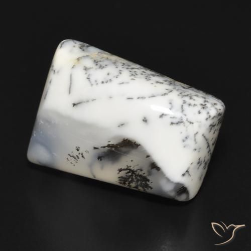 Dendritique Agate Blanc avec noir naturelle Fantaisie, 10.55 ct, Opaque