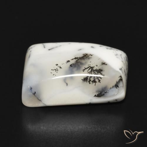 Dendritique Agate Blanc avec noir naturelle Fantaisie, 10.55 ct, Opaque