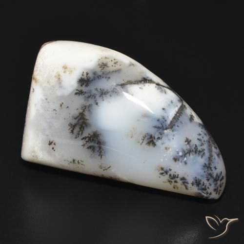 Dendritique Agate Blanc avec noir naturelle Fantaisie, 33.60 ct, Opaque