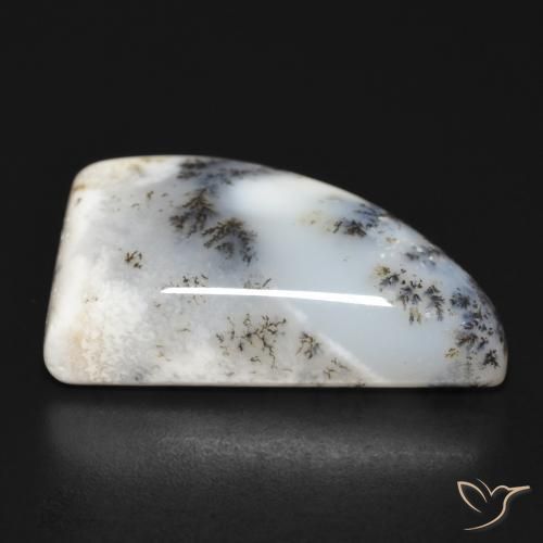 Dendritique Agate Blanc avec noir naturelle Fantaisie, 33.60 ct, Opaque