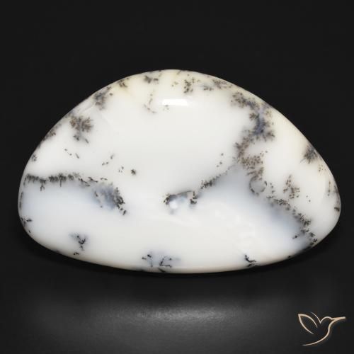 31.47ct Naturel Blanc avec noir Dendritique Agate, Fantaisie, Opaque