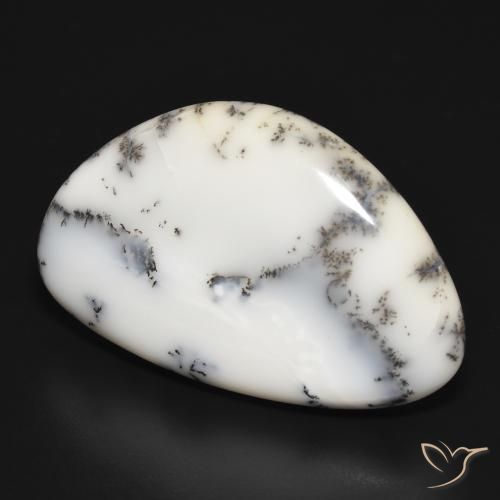 Dendritique Agate Blanc avec noir naturelle Fantaisie, 31.47 ct, Opaque