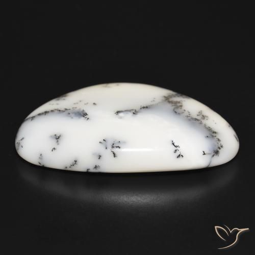 Dendritique Agate Blanc avec noir naturelle Fantaisie, 31.47 ct, Opaque