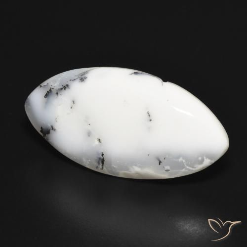 Dendritique Agate Blanc avec noir naturelle Marquise, 17.03 ct, Opaque