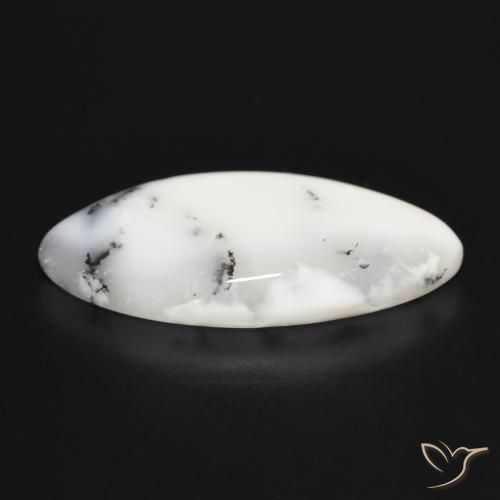 Dendritique Agate Blanc avec noir naturelle Marquise, 17.03 ct, Opaque