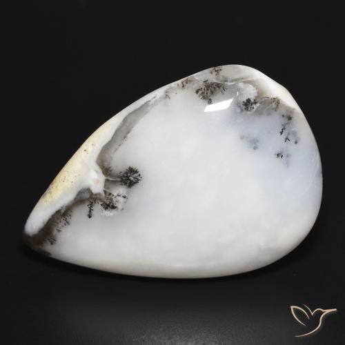 29.80ct Naturel Blanc avec noir Dendritique Agate, En forme de poire, Opaque