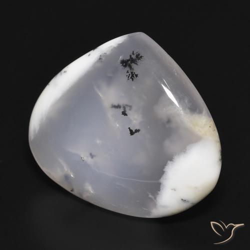 Dendritique Agate Blanc avec noir naturelle En forme de poire, 17.98 ct, Translucide