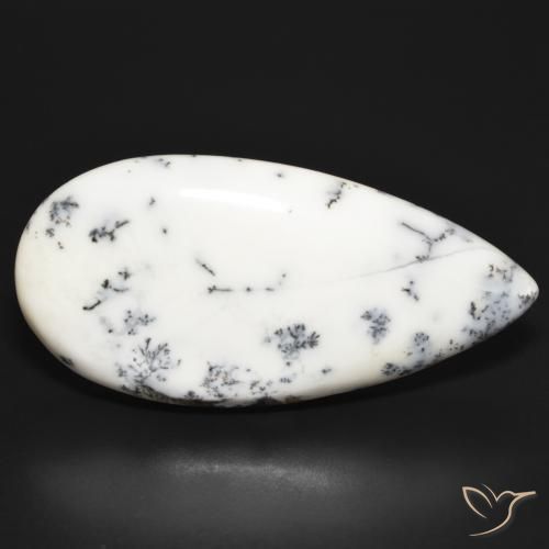 Dendritique Agate Blanc multicolore naturelle En forme de poire, 52.47 ct, Opaque