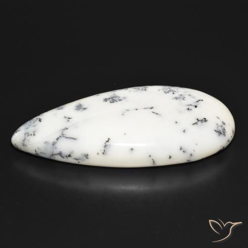 Dendritique Agate Blanc multicolore naturelle En forme de poire, 52.47 ct, Opaque