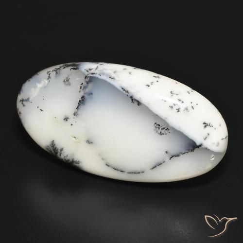 Dendritique Agate Blanc avec noir naturelle ovale, 32.41 ct, Opaque