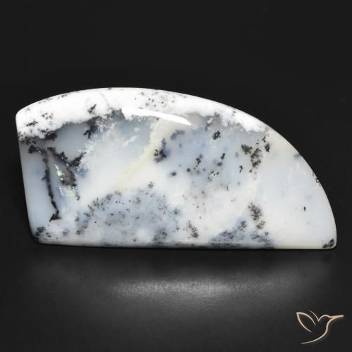 Dendritique Agate Blanc avec noir naturelle Forme fantaisie, 41.89 ct, Opaque