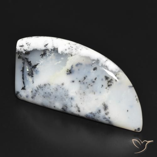 Dendritique Agate Blanc avec noir naturelle Forme fantaisie, 41.89 ct, Opaque