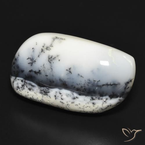 Dendritique Agate Blanc avec noir naturelle Fantaisie, 30.95 ct, Opaque