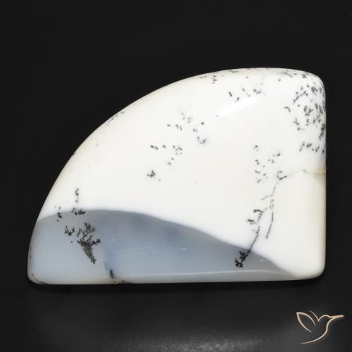 39.45ct Naturel Blanc avec noir Dendritique Agate, Fantaisie, Opaque
