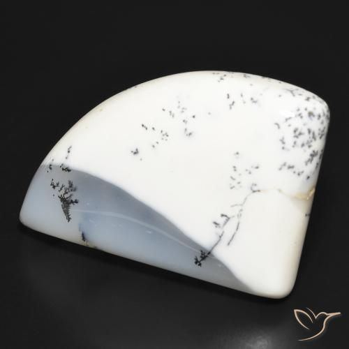 Dendritique Agate Blanc avec noir naturelle Fantaisie, 39.45 ct, Opaque