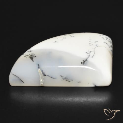 Dendritique Agate Blanc avec noir naturelle Fantaisie, 39.45 ct, Opaque